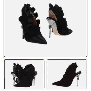 Racine Carree Black Ruffle Stiletto Heels